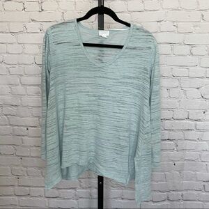 Caslon Mint Green Long Sleeve V Neck Top
